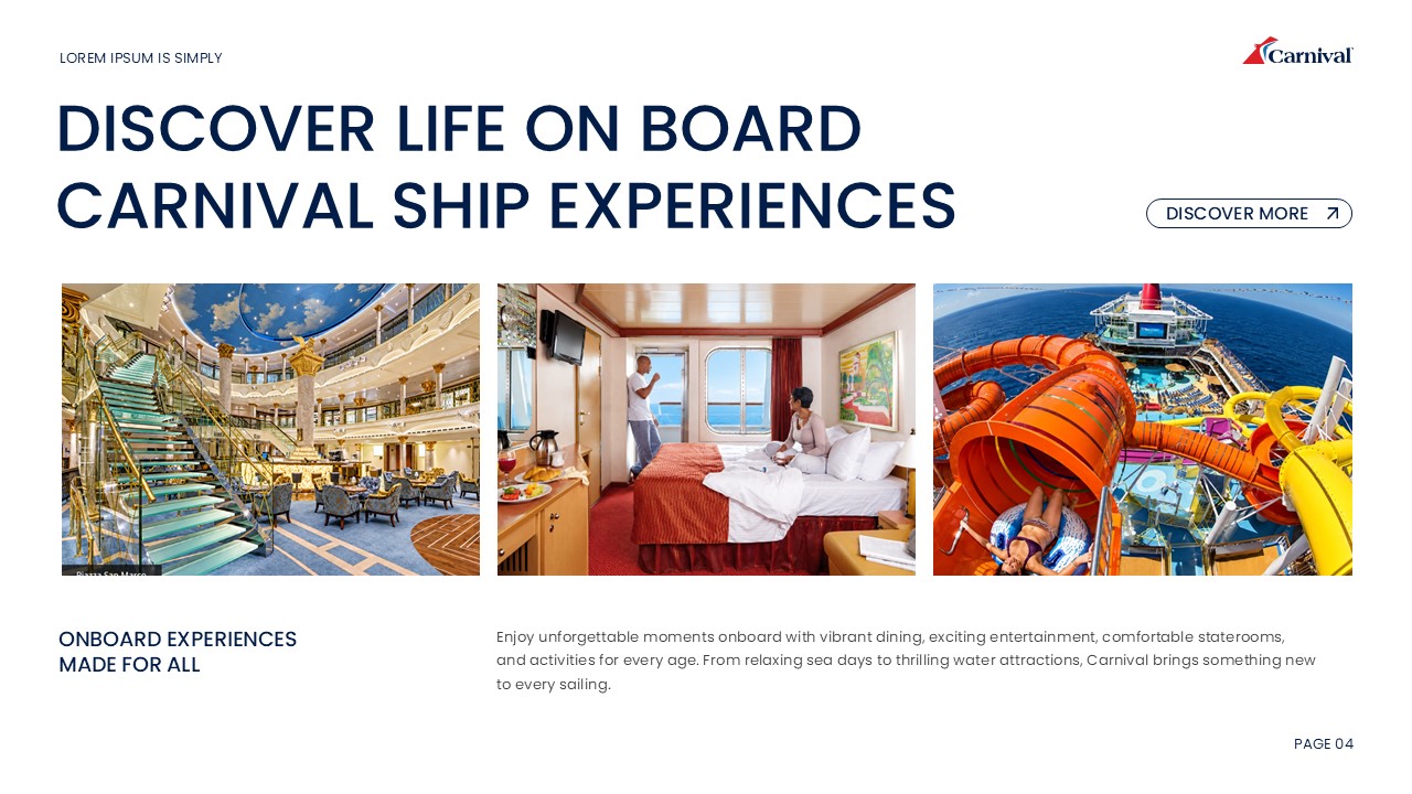 Carnival Cruise Line Template - Onboard Experience Photo Gallery Slide