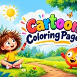 Cartoon Coloring Pages Google Slides Template - two-column layout with dinosaur coloring page and colored reference image