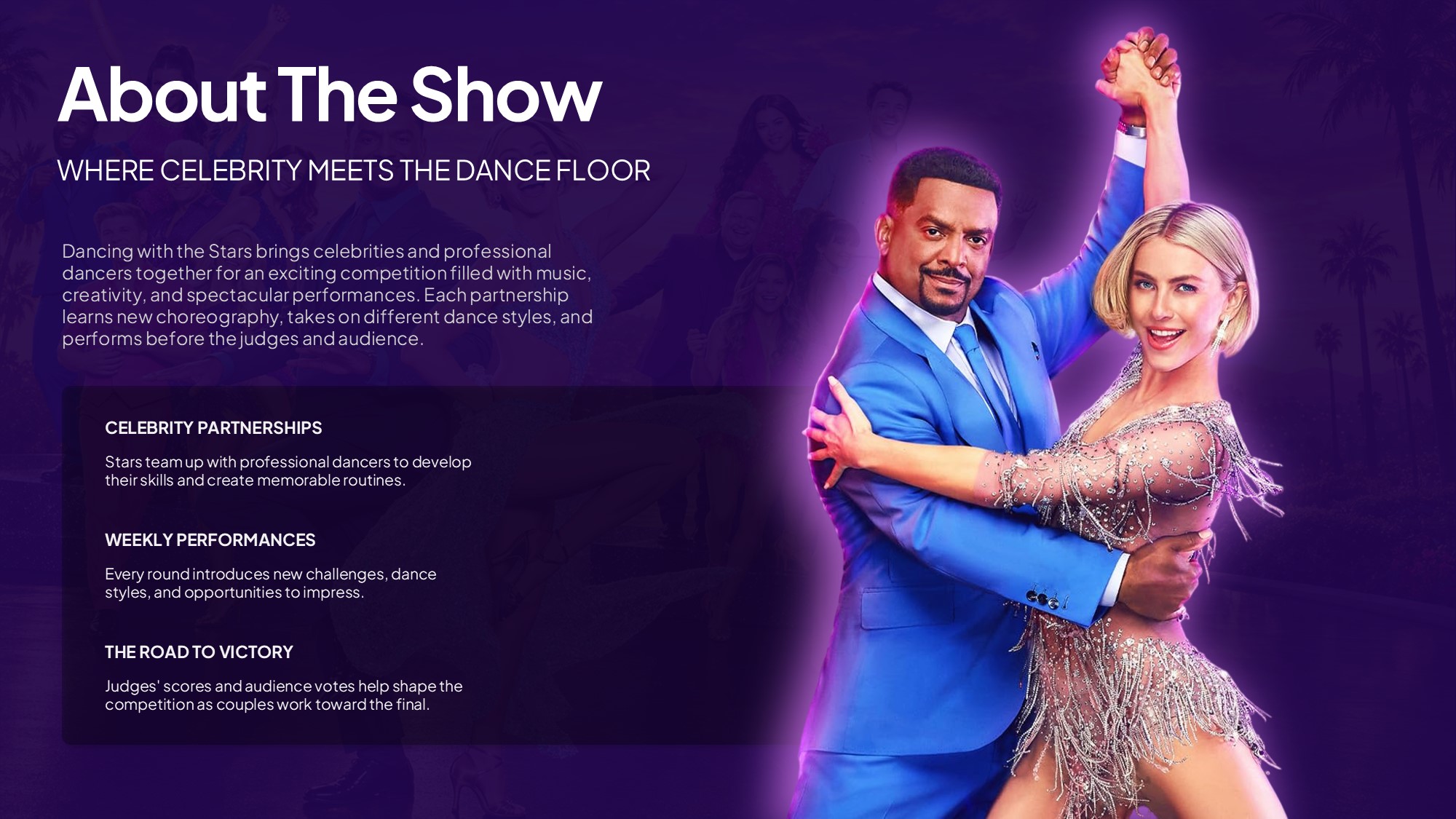 Dancing with the Stars Template - Contestant roster slide to introduce celebrity participants and their partners