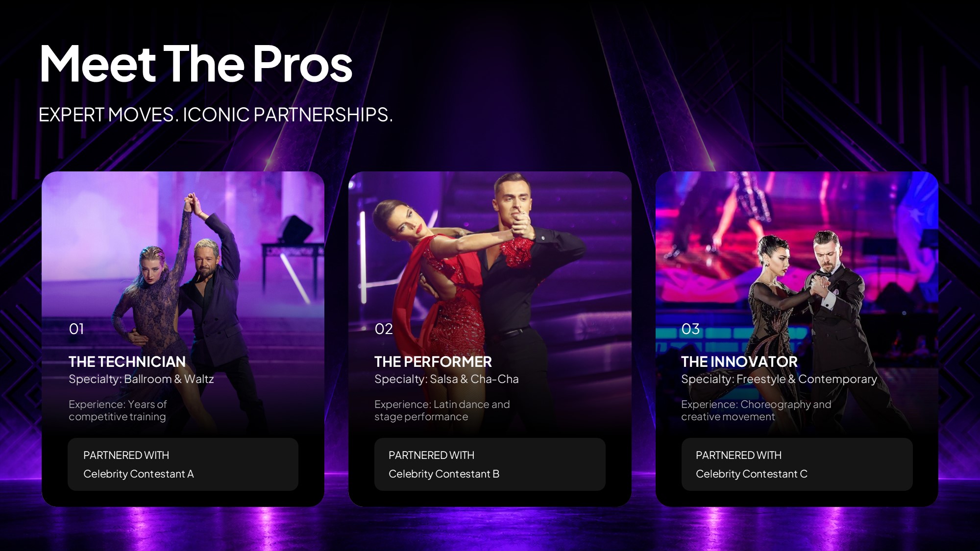 Dancing with the Stars Template - Dance styles slide to showcase competition categories like Tango and Salsa