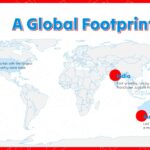 Dominos Pizza Template - World map slide to present Domino's international store presence and key markets