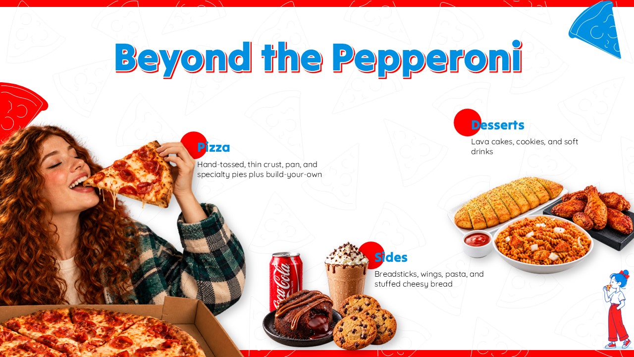 Dominos Pizza Template - Product slide to showcase the full Domino's menu beyond pizza
