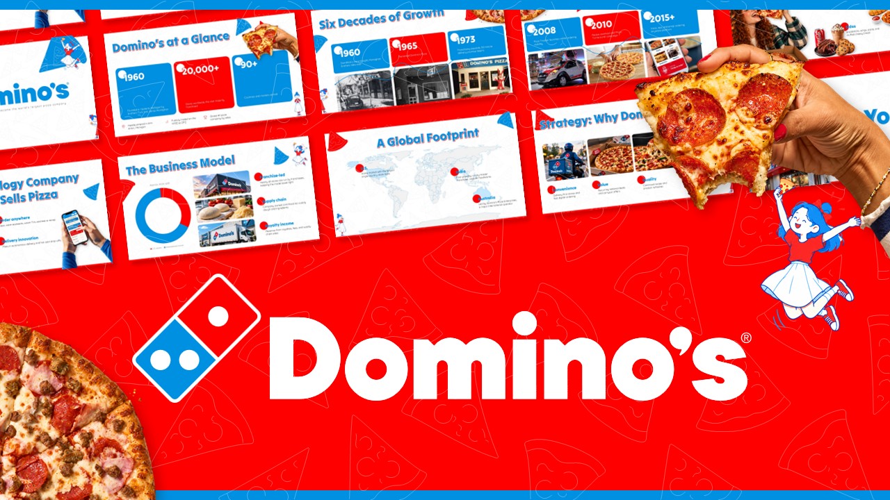 Dominos Pizza Template - Preview all 11 slides in this branded presentation deck for business and marketing use