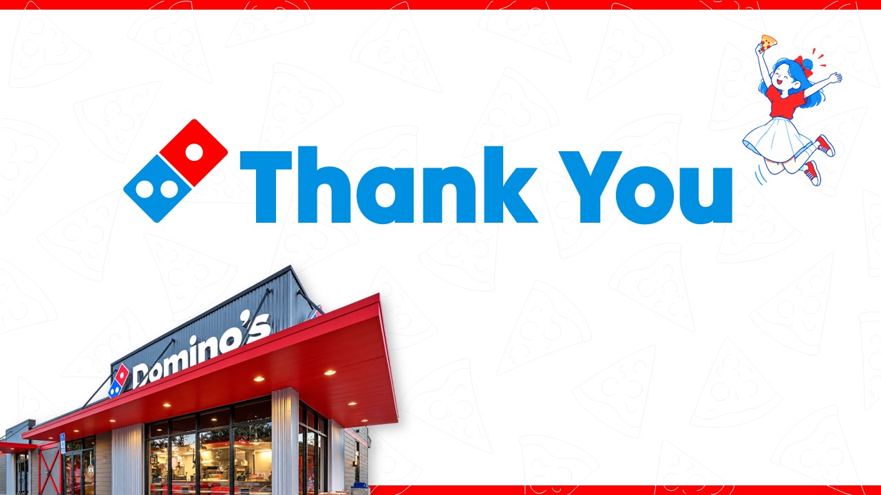 Dominos Pizza Template - Closing strategy slide to reinforce why Domino's leads the global pizza market