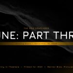 Dune Part Three Closing Slide Template - Minimalist end card with bold white title and gold release date banner