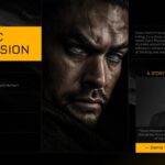 Dune Part Three Film Overview Template - Plot synopsis slide with photo grid and three narrative pillars