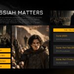 Dune Part Three Themes Template - Analysis slide with thematic tags and trilogy box office franchise data