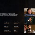 East of Eden Netflix Template – creative team slide with four amber-bordered portrait cards and role descriptions