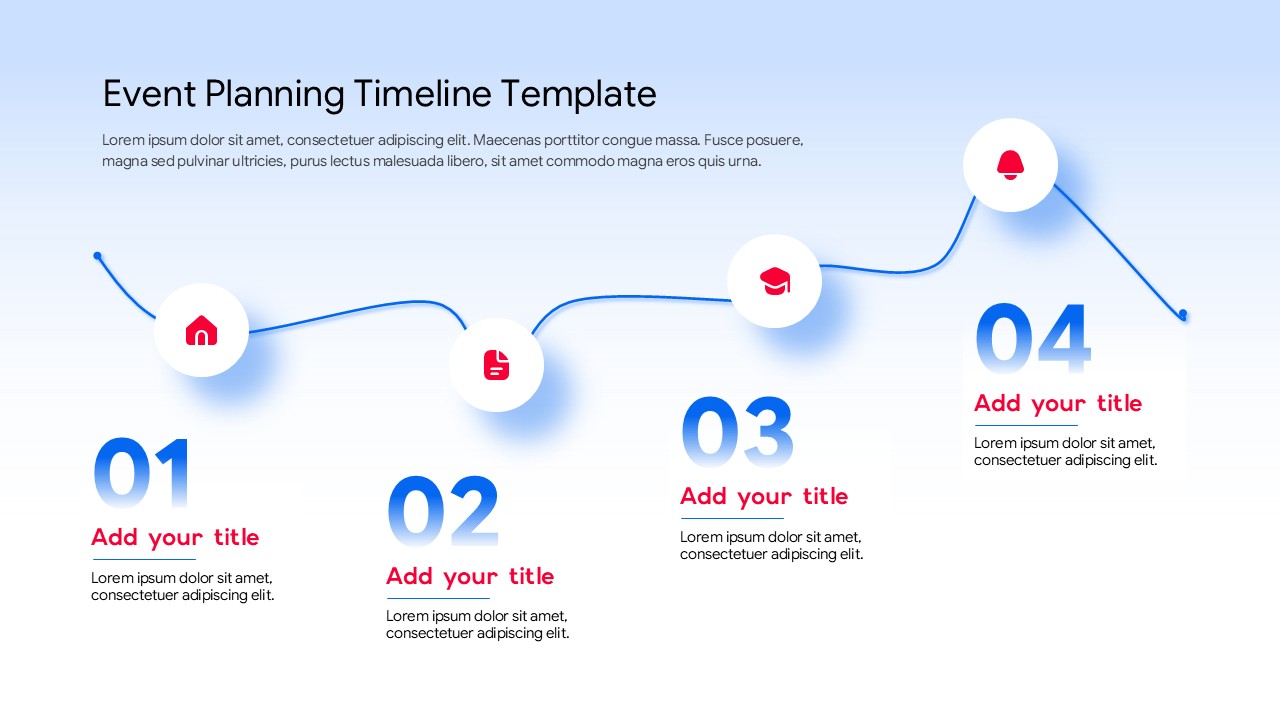 Event Planning Timeline - Wavy path steps slide to present event stages as a visual journey