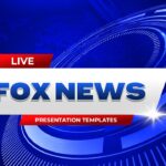 Fox News Template - Title slide with breaking news headline, anchor photo, and red accent design