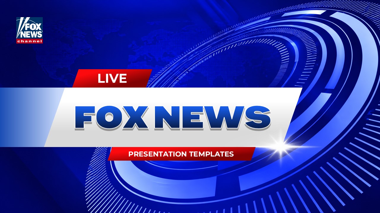 Fox News Template - Title slide with breaking news headline, anchor photo, and red accent design