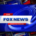 Fox News Presentation Template - Preview of 10 broadcast-style slides in navy blue and red