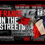 France Protest Template - Mosaic overview of 11 editorial slides in bold black, white, and red tricolor design