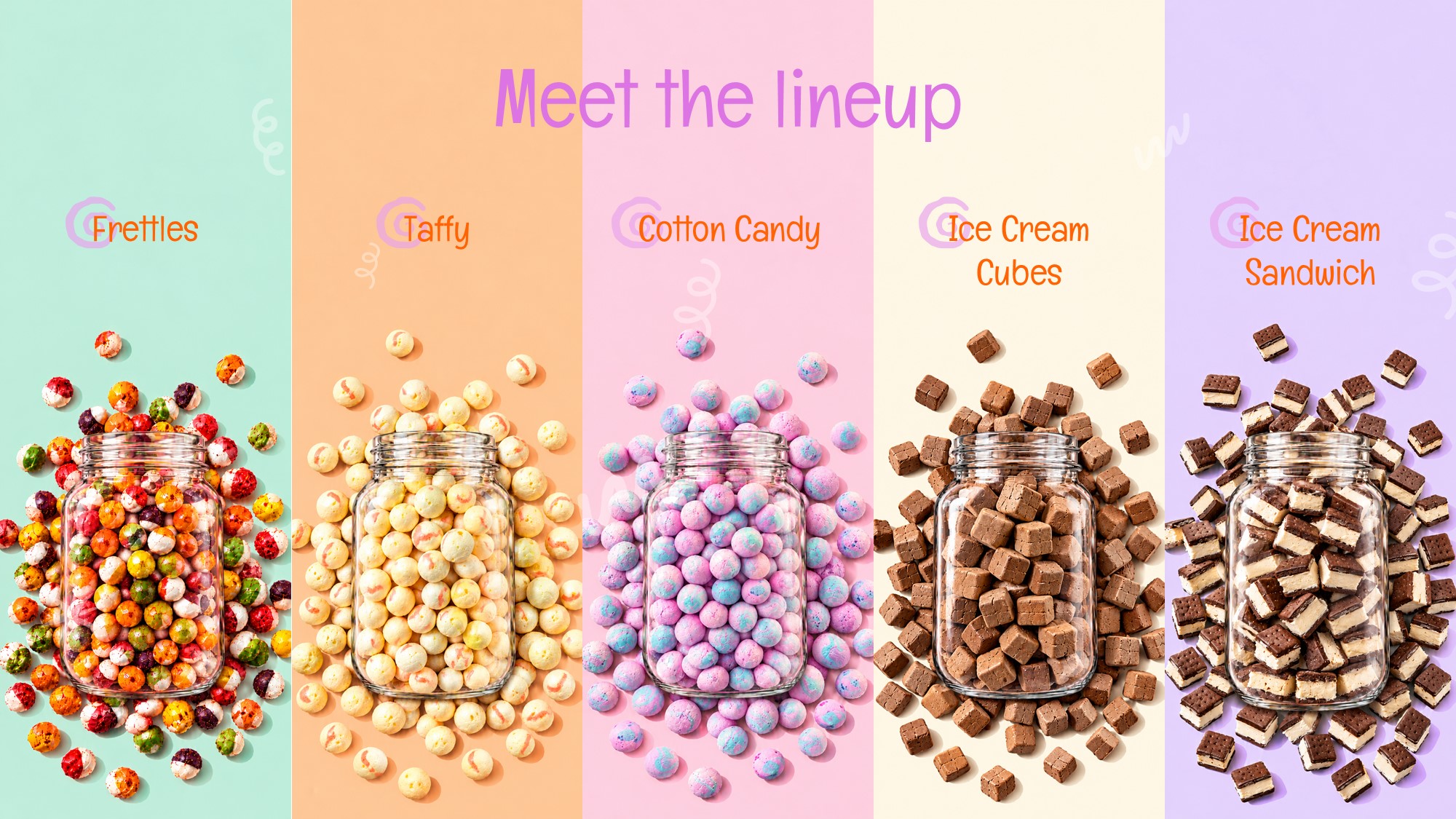 G Box Candy Template - Product spotlight slide to highlight Frettles SKU sizes and features