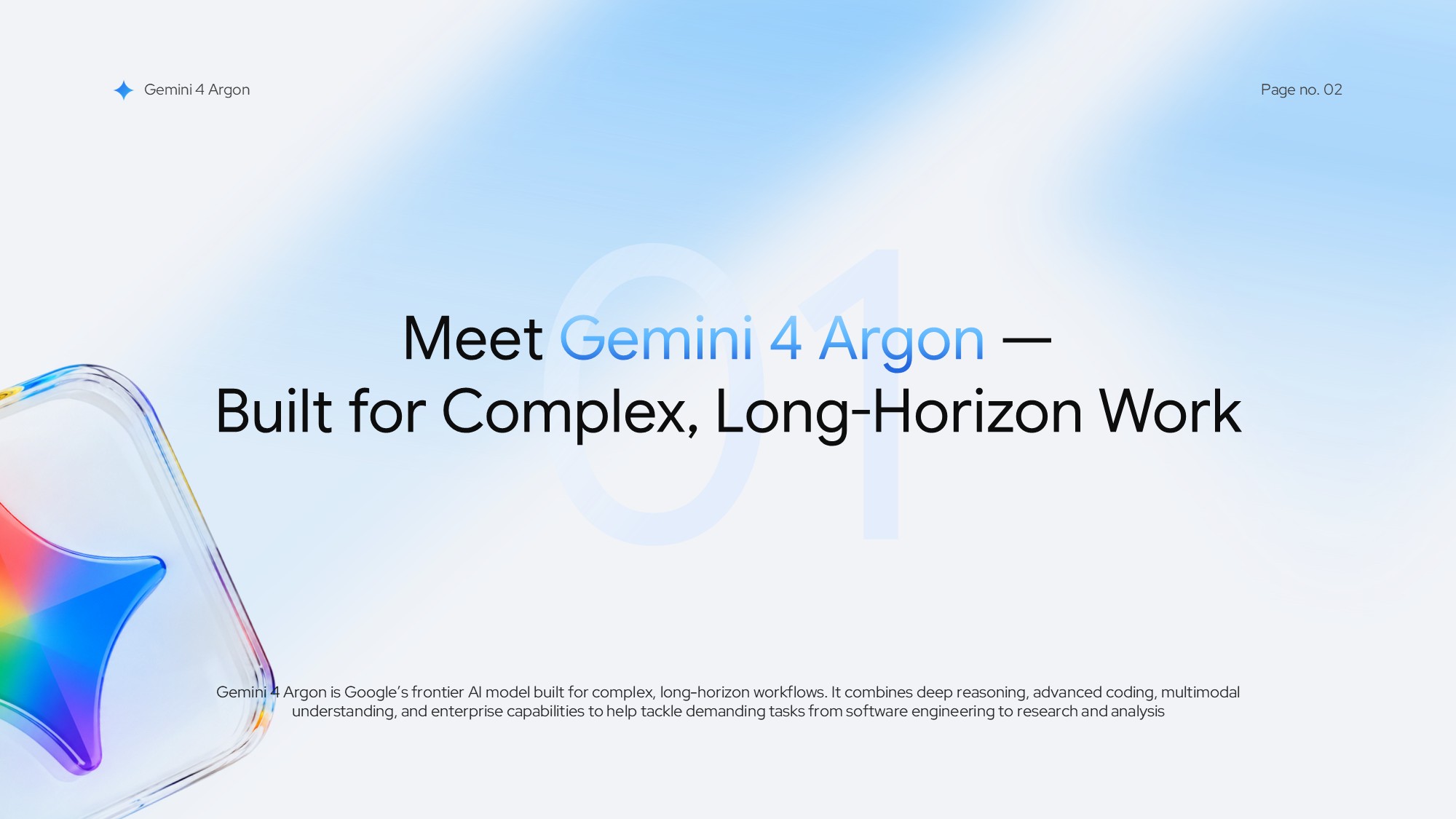 Gemini 4 Argon Template – Capabilities slide to showcase three key AI features in a clean card layout
