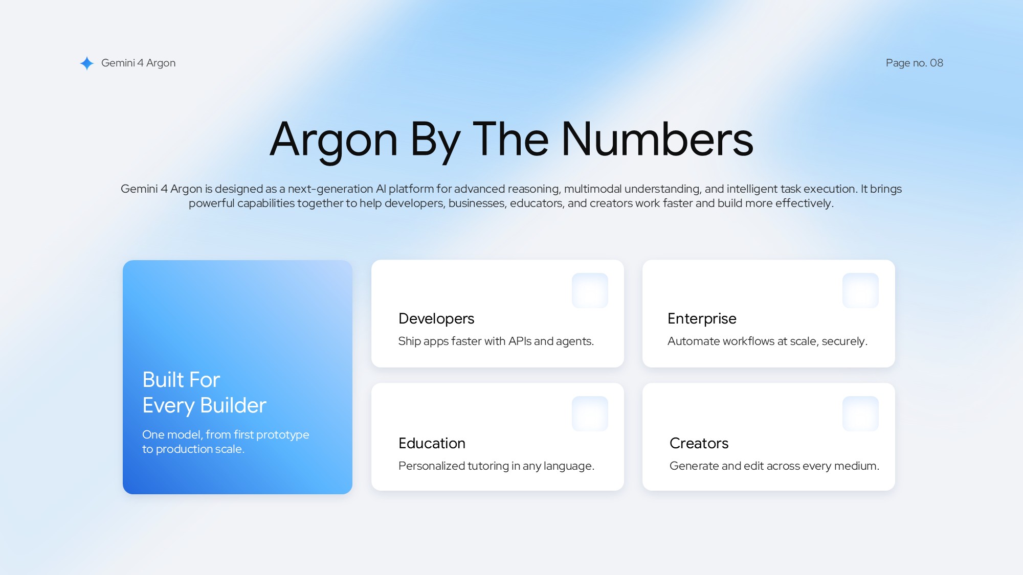 Gemini 4 Argon Template – Closing slide to end your AI product presentation with polished brand consistency