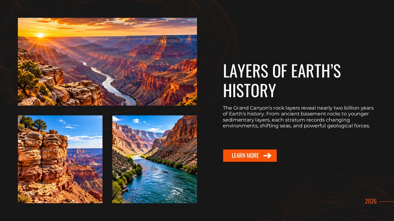 Grand Canyon Layers of Earth History - photo grid geology slide