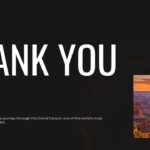 Grand Canyon Thank You Slide - bold closing text with sunset hiker photo