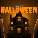 Happy Halloween Template - full deck preview grid showing all 11 slides with amber Halloween color palette