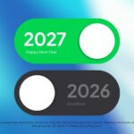 Happy New Year 2027 Template - toggle switch design showing 2027 ON and 2026 OFF