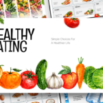Healthy Eating Template - 11-slide deck preview with green and white slides adorned with watercolor vegetable illustrations
