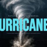 Hurricanes Template - three-column card layout defining hurricanes with warm oceans, rotating winds, and heavy rain