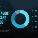 Hurricanes Template - donut chart showing hurricane hazard breakdown: 40% storm surge, 30% flooding, 20% wind, 10% tornadoes