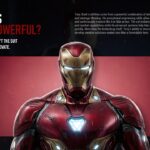 Iron Man Power Strength Template - Full-suit hero image on crimson background with innovation value proposition