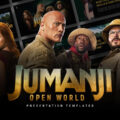 Jumanji Open World Template - Cinematic gold-and-black presentation pack with cast heroes and slide previews