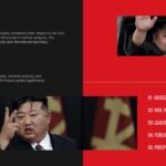 Kim Jong Un Template - Overview slide with numbered agenda list and split dark and red layout