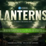 Lanterns Series Google Slides Template - Bold title slide with KPI stats, ring prop, and cinematic noir aesthetic