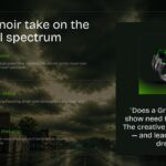Lanterns Series Timeline Template - Winding green road through five production milestones on a rainy town backdrop