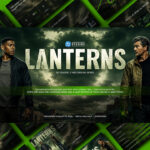 Lanterns Series Template - Dark cinematic deck preview with neon green accents on moody storm-cloud slides