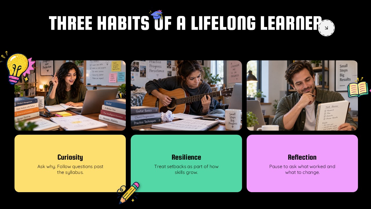 Column Mplate Lifelong Learning PowerPoint Template - SlideChef