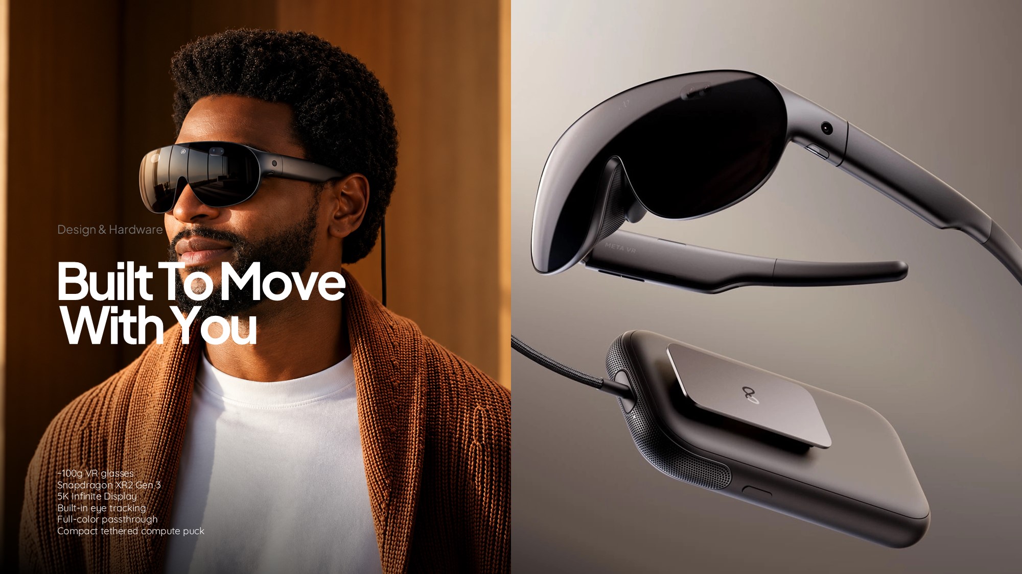 Meta VR Glasses Template - 5K Infinite Display slide to highlight screen technology specs