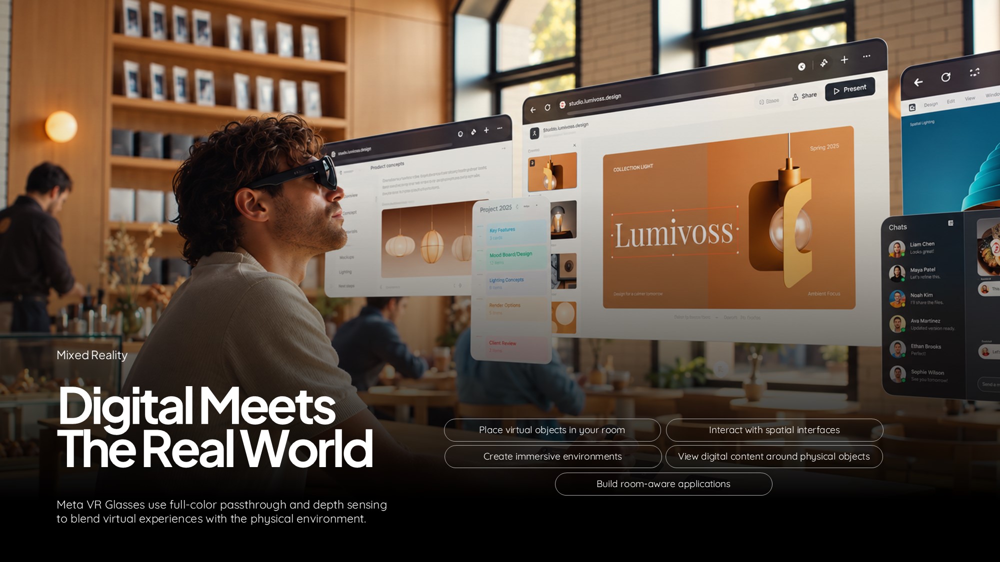 Meta VR Glasses Template - Entertainment and gaming slide to showcase immersive use cases
