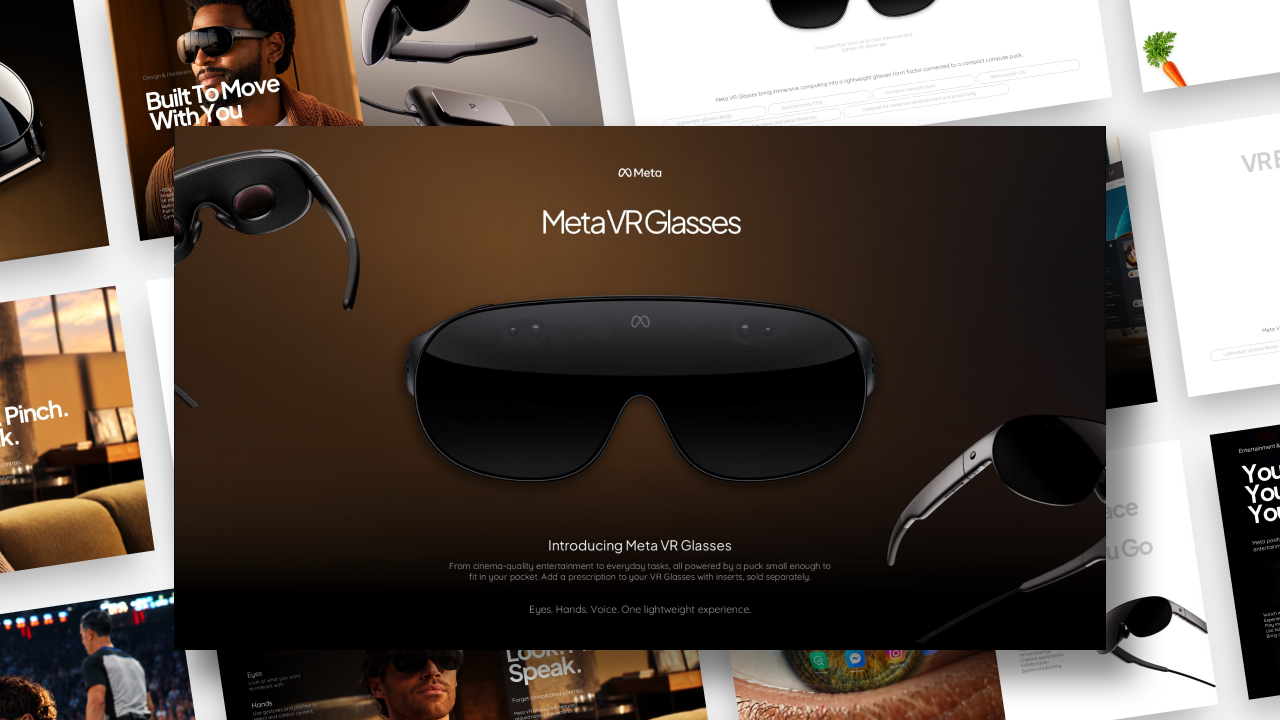 Meta VR Glasses Google Slides & PowerPoint Template - Full 10-slide deck preview