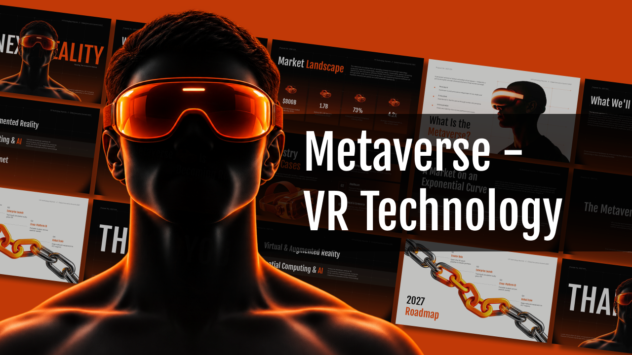 Metaverse VR Technology Google Slides & PowerPoint Template - full 10-slide futuristic immersive tech deck
