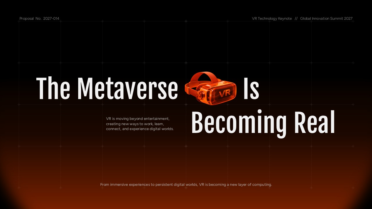 Metaverse VR Technology Template - industry use cases slide to present VR applications across key verticals