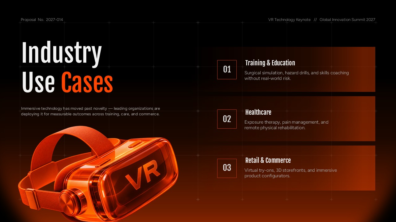 Metaverse VR Technology Template - market growth drivers slide to analyze three immersive tech trends