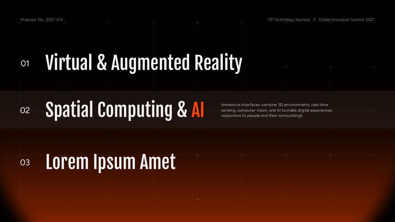 Metaverse VR Technology Template - bold statement slide to pivot between metaverse narrative sections