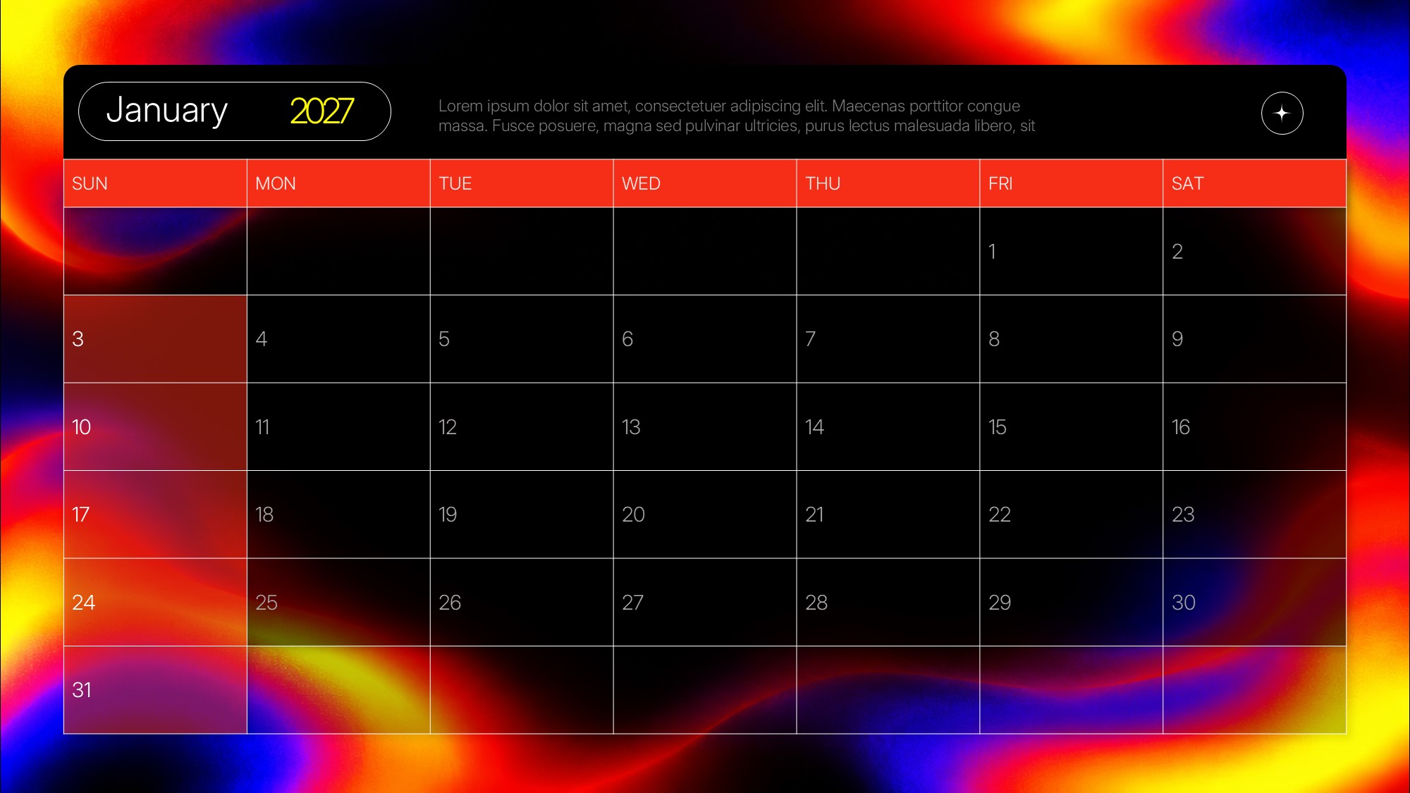 January 2027 Calendar Template | SlideChef