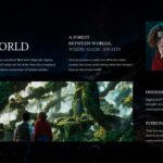 Narnia Hidden Realm Template - World-building slide with forest photography and four asymmetric content zones
