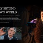 Narnia Template - Magic rings concept slide with cosmic blue portrait and close-up ring photography