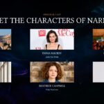 Narnia Principal Cast Template - 3x2 character grid with portrait cards on dark cosmic background