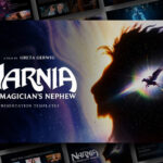 Narnia The Magician's Nephew Template - Cinematic cover slide with silhouette, Pegasus, and fantasy title
