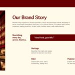 Nestle USA Brand Story Template - Two-column slide with heritage, voice, and purpose brand pillars