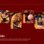 Nestle USA Brand Portfolio Template - Dark burgundy gallery slide showcasing Nescafé, Gerber, and Stouffer's