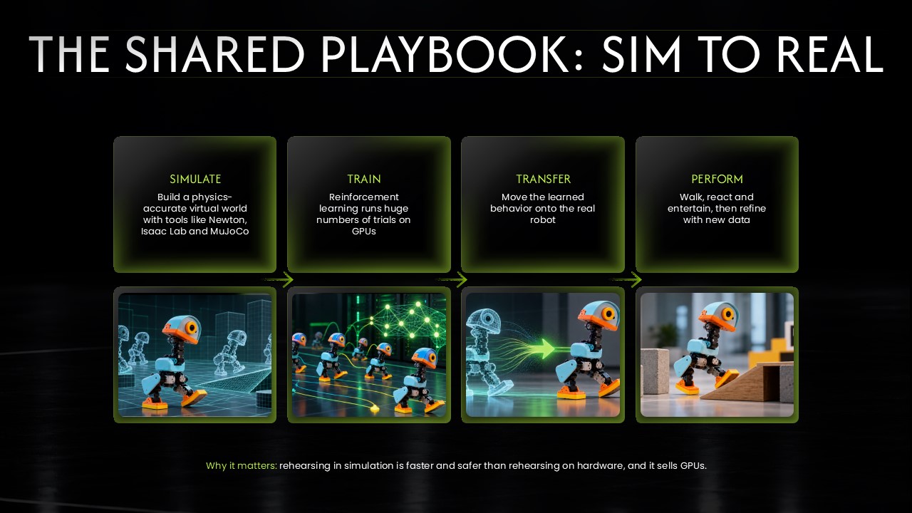 Nvidia Roboducks Template - Event recap slide to highlight Blue's GTC 2025 keynote debut