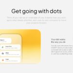 OpenAI Dots Task Management Template - Coral UI mockup with active and past task lists beside bold autonomous agent copy